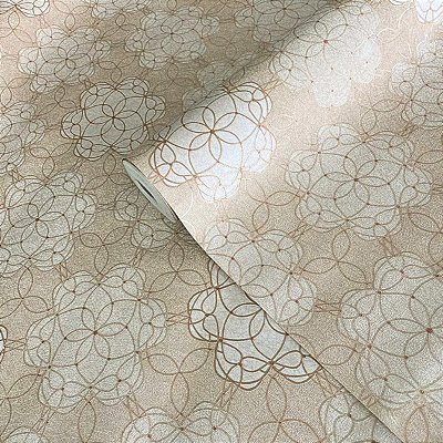 Papel de parede Geométrico Bege Importado Luxo 15 Metros