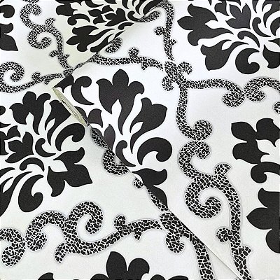 Papel de parede Arabesco fundo Cinza Importado Luxo 15 Metros