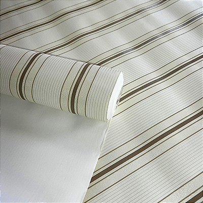 Papel de Parede Listra Marrom Importado Luxo 15 Metros Lavável para Residencial e Comercial