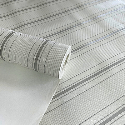 Papel de Parede Listras Cinza Suave Importado Luxo 15 Metros Lavável para Residencial e Comercial
