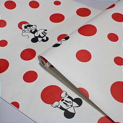 Papel de Parede Minnie Poa Vermelho Importado, Vinilico , Lavavel 10 Metros