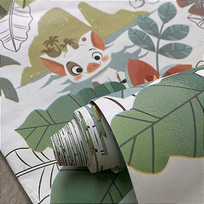 Papel de Parede Moana Verde Importado, Vinilico , Lavavel 10 Metros