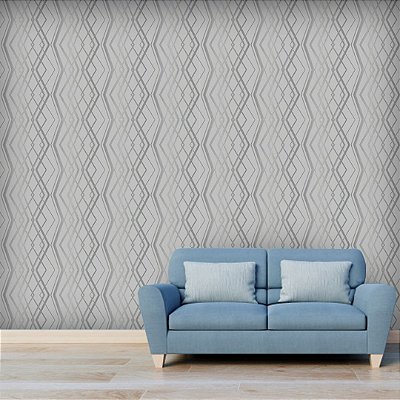 Papel de Parede Vinílico - EPP III - Geométrico - cinza e prata