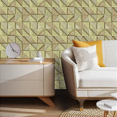 Papel de Parede 3D Geométrico Bege 10 Metros