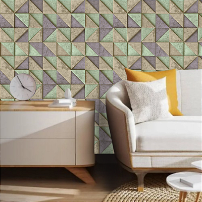 Papel de Parede 3D geométrico Bege, Verde e Lilás 10 Metros