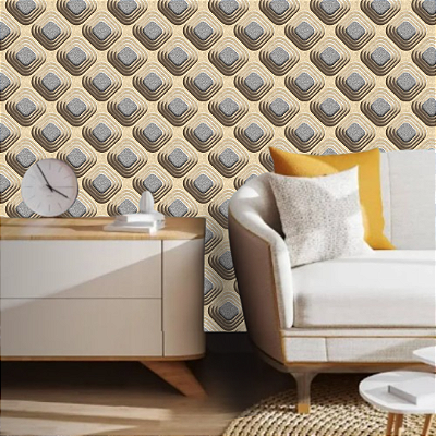 Papel de Parede 3D Geométrico Bege e Cinza 10 Metros