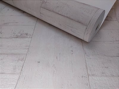 Papel de Parede Madeira Branca Rosé - 10m X 53cm