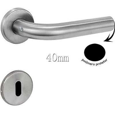 Fechadura Interna Inox 304 Escovado 40mm Synter - Marine Color Roseta Redonda 04 Ponta Preta