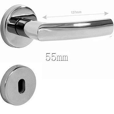 Fechadura Interna Inox 304 Polido 55mm Synter - Navis Roseta Redonda 01