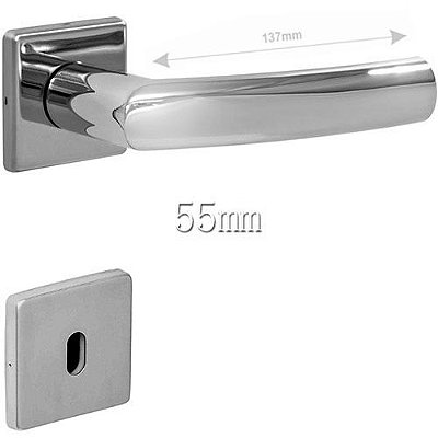 Fechadura Interna Inox 304 Polido 55mm Synter - Navis Roseta Quadrada 09