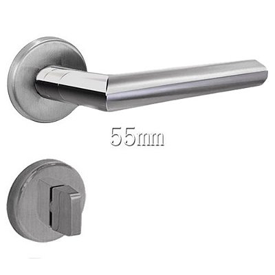 Fechadura Banheiro Inox 304 Escovado 55mm Synter - Luck Roseta Redonda 01