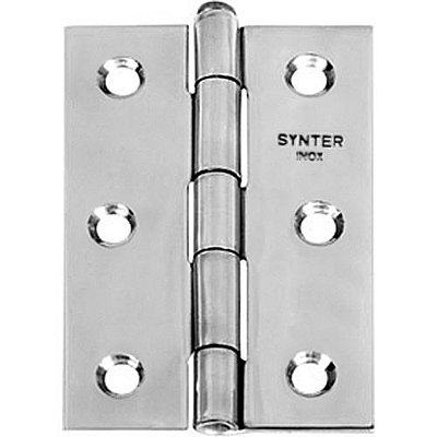 Dobradiça Inox 304 3.1/2” Pino Simples Canto Reto Cartela c/ 3 un. Synter