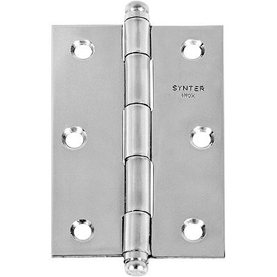 Dobradiça Inox 304 3.1/2” Pino Luxo Canto Reto Cartela c/ 3 un. Synter