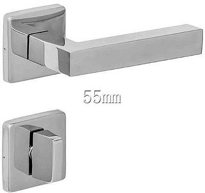 Fechadura Banheiro Inox 304 Polido 55mm Synter - Champion Roseta Quadrada 09