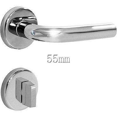 Fechadura Banheiro Inox 304 Polido 55mm Synter - Marine Roseta Redonda 01