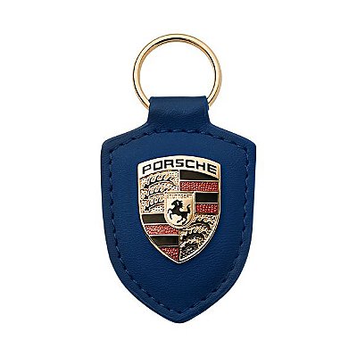 Chaveiro Couro , Escudo Porsche ( Blue )