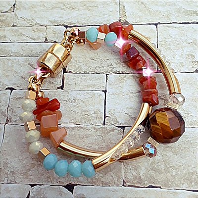 Pulseira dupla olho de tigre