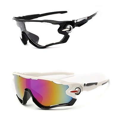 Óculos Bike Ciclismo Espelhado + Modelo Noturno Transparente