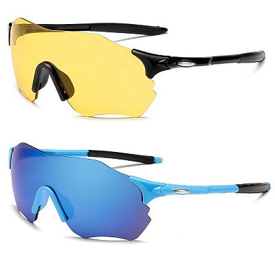 Kit 2 Óculos Espelhado Ciclismo Feminino Masculino + Amarelo