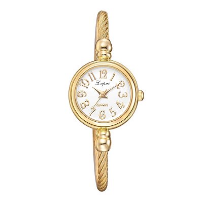 Relógio Feminino Mini Dourado Analógico Pulseira Ajustável