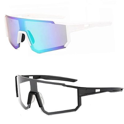 Óculos De Sol Bike Ciclismo Espelhado + Noturno Transparente