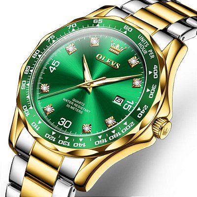 Relógio De Luxo Masculino Dourado Clássico Casual Analógico