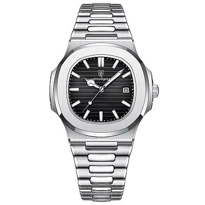 Relógio De Pulso Masculino Poedagar Prateado Luxo Aço Inox