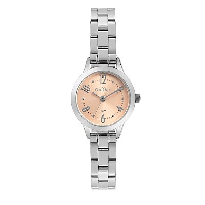 Mini Relógio Feminino Condor Prateado Rosé Pequeno Analógico