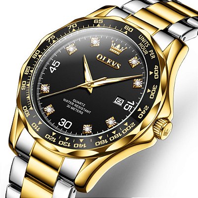Relógio Masculino De Luxo Dourado Clássico Casual Analógico
