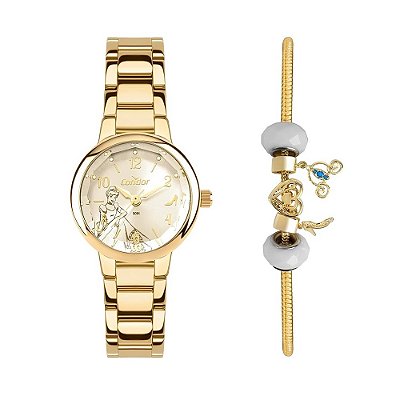 Relógio Condor Coleção Disney Cinderela + Pulseira Berloque