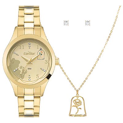 Kit Relógio Condor Coleção Disney Bela e a Fera Feminino