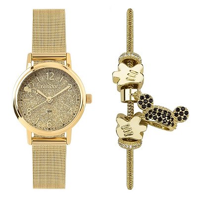 Kit Relógio Condor Coleção Disney Minnie Mouse Feminino Luxo