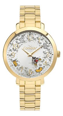 Relógio Feminino Dourado Luxo Condor Disney Mickey Mouse