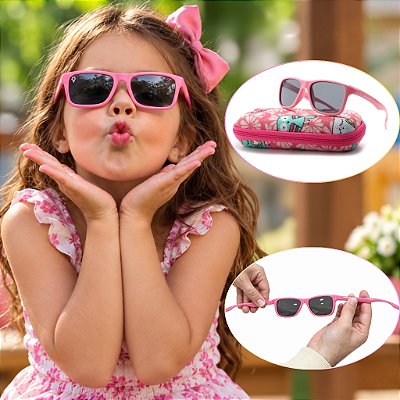 Óculos Infantil Pendulari Kids Rosa Flexível Polarizado UV400