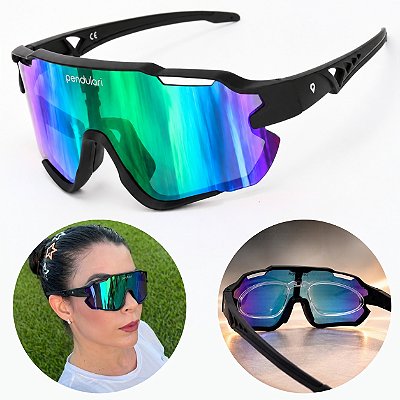 Óculos Esportivo Pendulari Run Corrida Bike Beach +Clip Grau