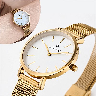 Relógio Feminino Dourado Pendulari Luna Gold