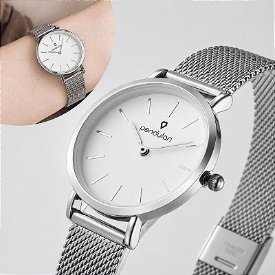 Relógio Feminino Prateado Pendulari Luna Silver