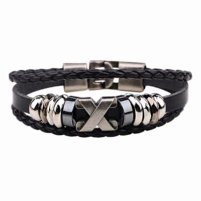 Pulseira Masculina Preta E Azul Com Fecho Moda Estilo