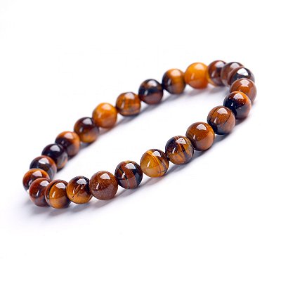 Pulseira De Bolinha Pedras Naturais Olho De Tigre Unissex
