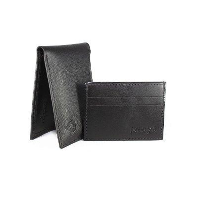 Carteira Masculina Preta Couro Pendulari Berlim Porta Cartão