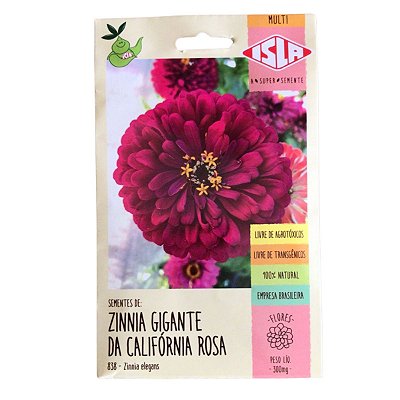 Sementes de Zinnia Gigante da Califórnia Rosa 1g - Isla
