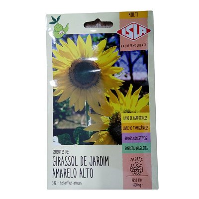 Semente de Flor Girassol de Jardim Amarelo Alto - Envelope 2,4g