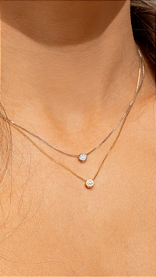 Conjunto Mini Círculo Cravejadinho - Colar e Brinco