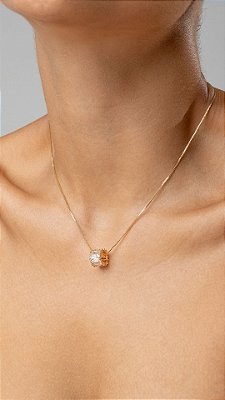 Colar Pingente Anel Total Baguete