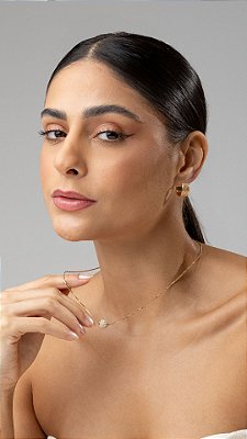 Colar Bola Cravejada Corrente Rabo de Rato