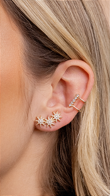 Brinco Ear Cuff 3 Meteoros (semijoia)