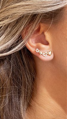 BRINCO EAR CUFF 4 CORAÇÕES SEMIJOIA