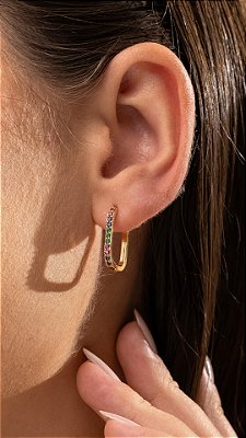 ARGOLA RETÂNGULO COLORIDINHO SEMIJOIA