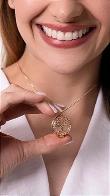 RELICÁRIO ÁRVORE DA VIDA + 7 PEDRAS NATURAIS SEMIJOIAS