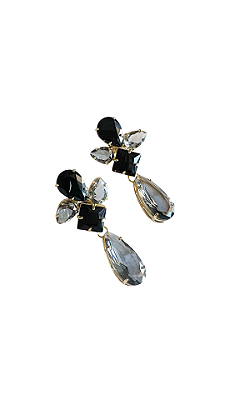 BRINCO TULIPA PRETO E FUME (semijoia)